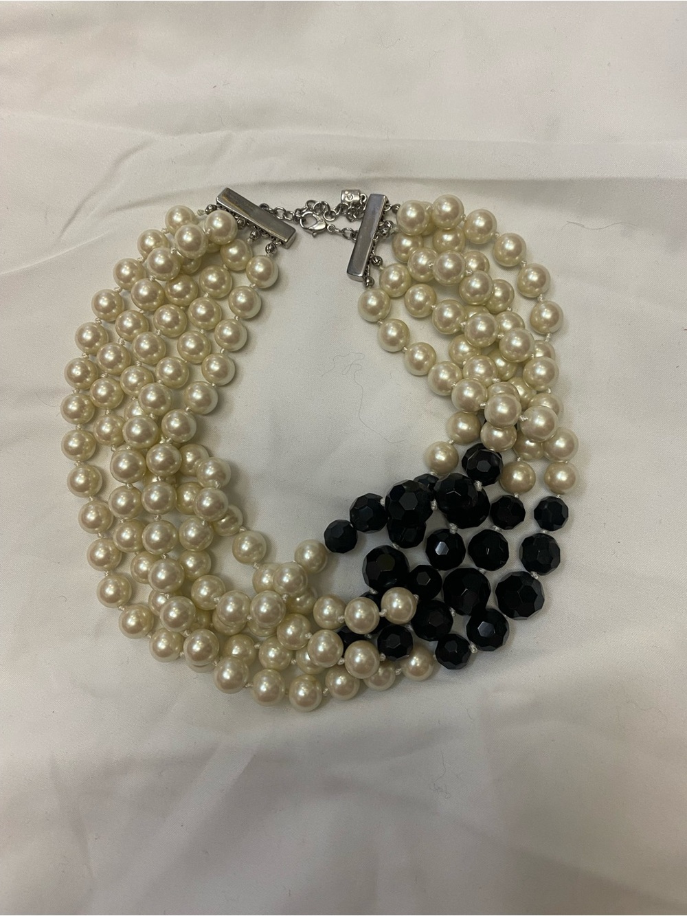 Nordstrom Pearl Multi-Strand Necklace with Black Bead Accent